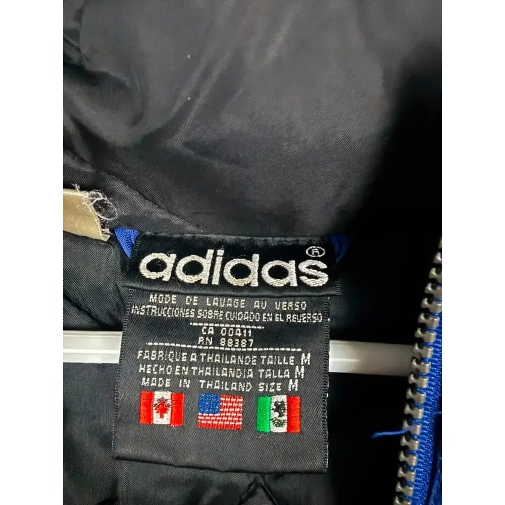 Vintage Adidas Blue Black Hooded Windbreaker Jacket Men's Medium